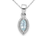 9/10 Carat (ctw) Aquamarine Drop Pendant Necklace In Sterling Silver with Chain